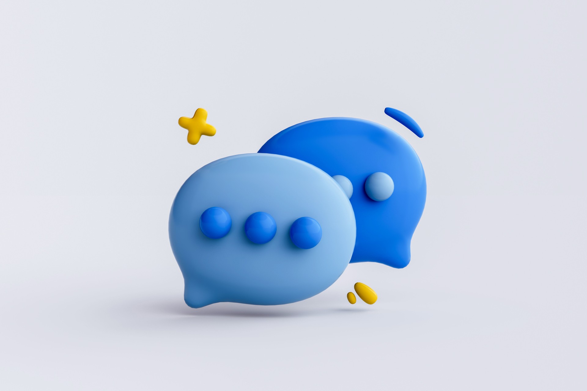 3D rendering of Two bubble talk or comment sign symbol on white background.